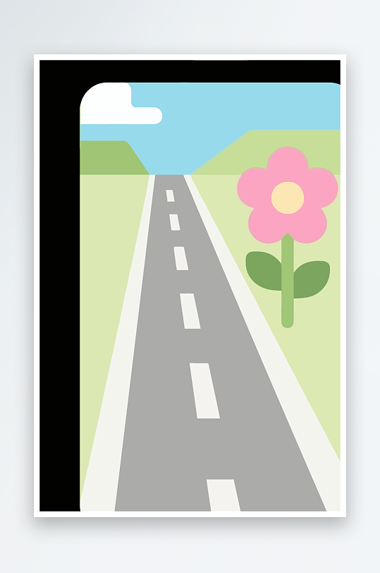 公路花矢量插画图形元素-众图网