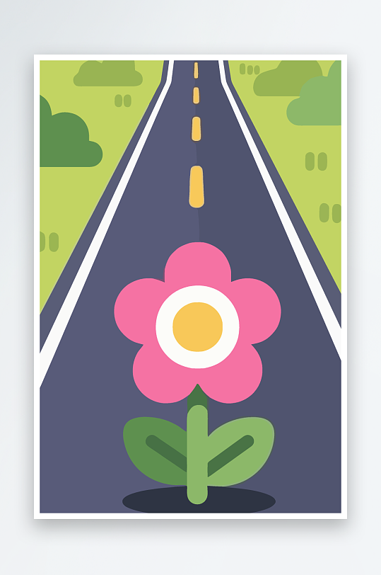 公路花矢量插画图形元素-众图网