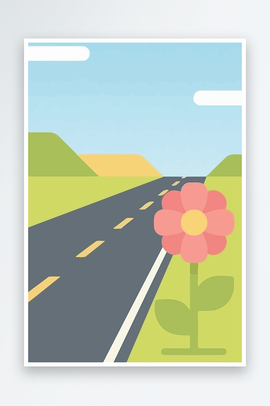 公路花矢量插画图形元素-众图网