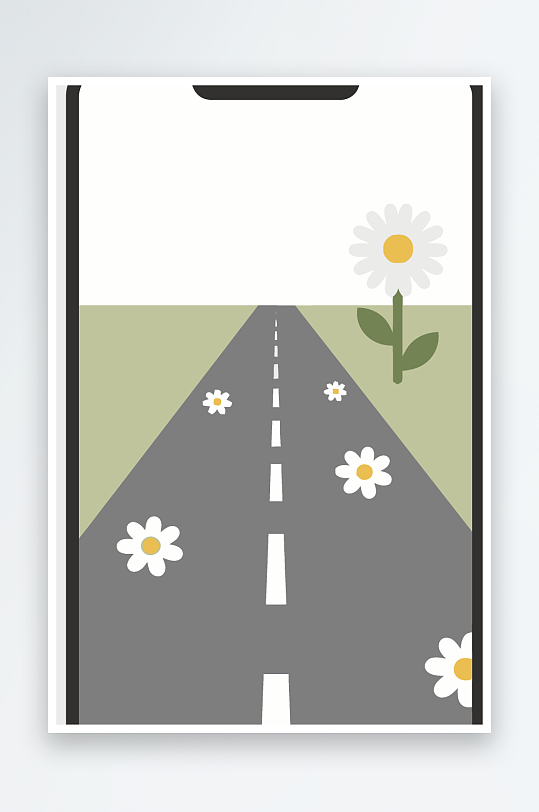 公路花矢量插画图形元素-众图网