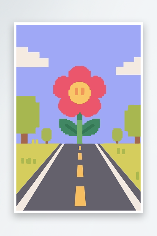 公路花矢量插画图形元素-众图网