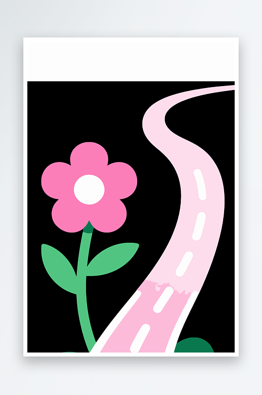 公路花矢量插画图形元素-众图网