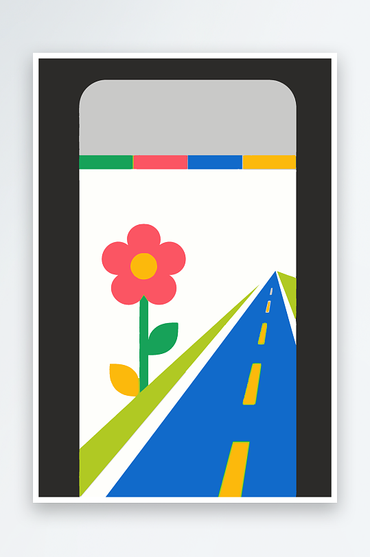 公路花图标矢量插画图形元素-众图网