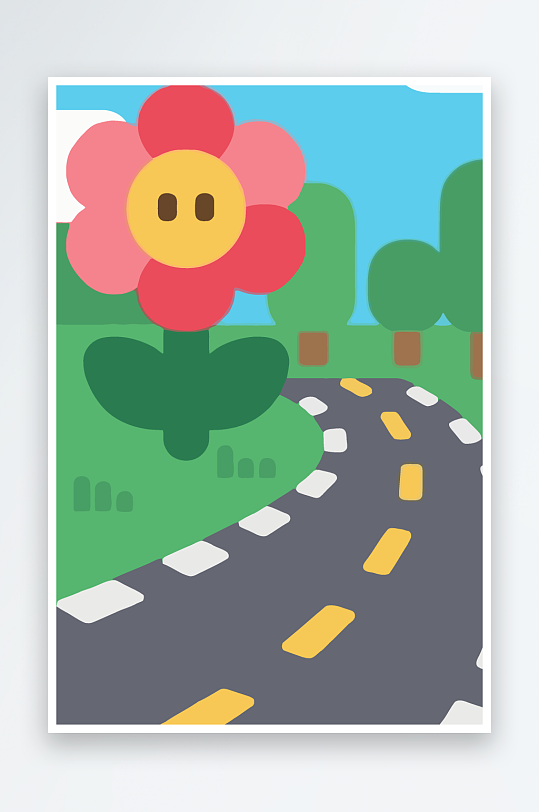 公路花图标矢量插画图形元素-众图网