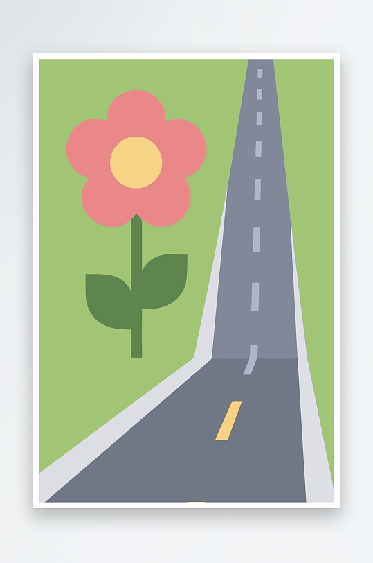 公路花图标矢量插画图形元素-众图网