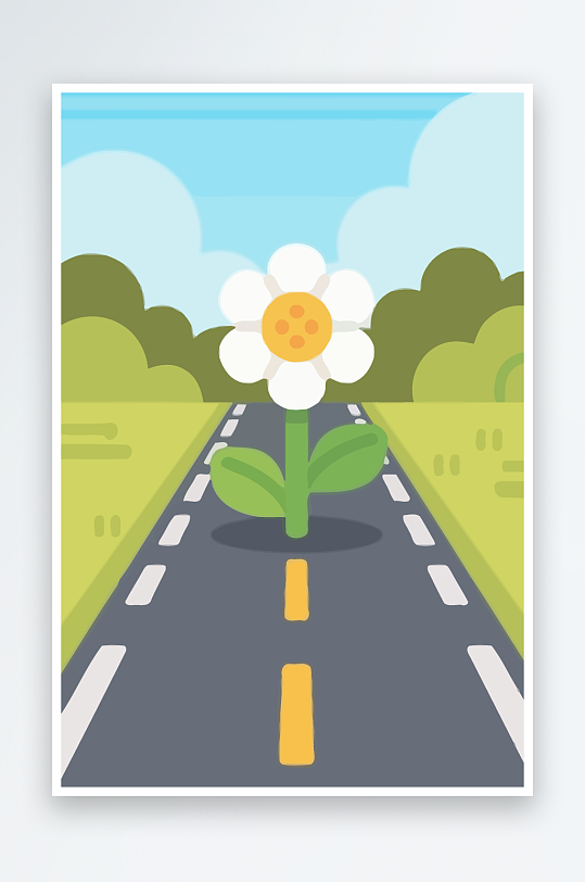 公路花图标矢量插画图形元素-众图网