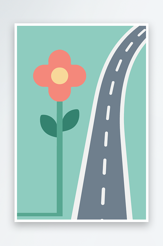 公路花图标矢量插画图形元素-众图网