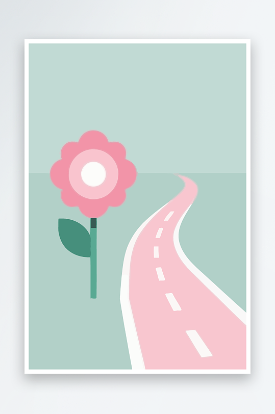 公路花图标矢量插画图形元素-众图网