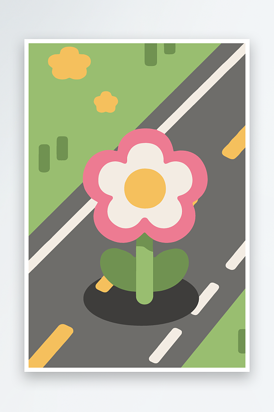 公路花图标矢量插画图形元素-众图网