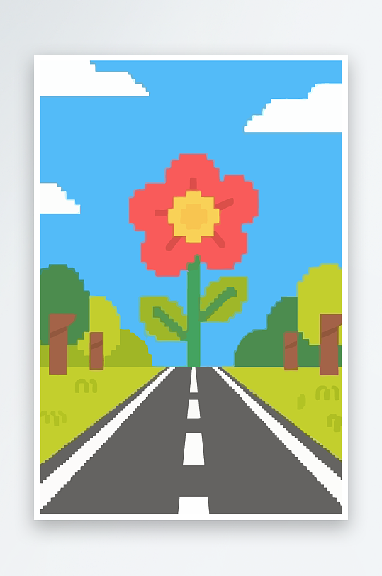 公路花图标矢量插画图形元素-众图网