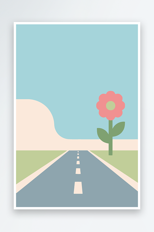 公路花图标矢量插画图形元素-众图网