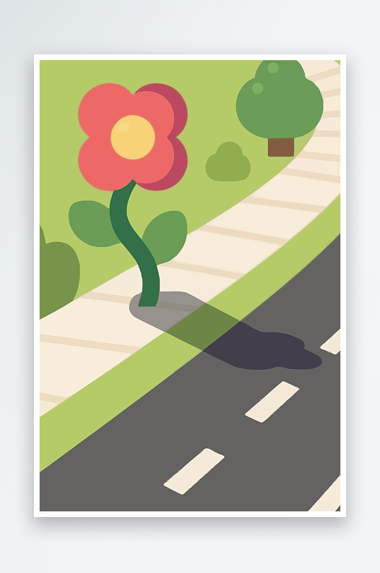 公路花图标矢量插画图形元素-众图网