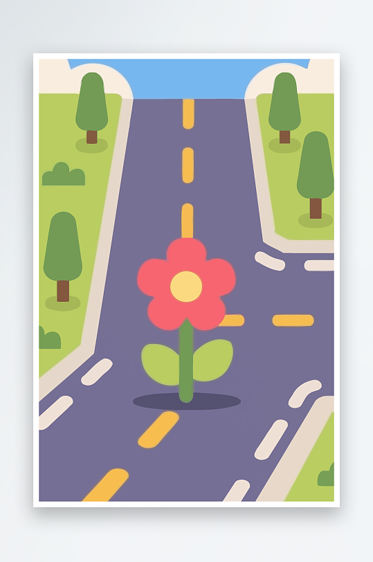 公路花图标矢量插画图形元素-众图网