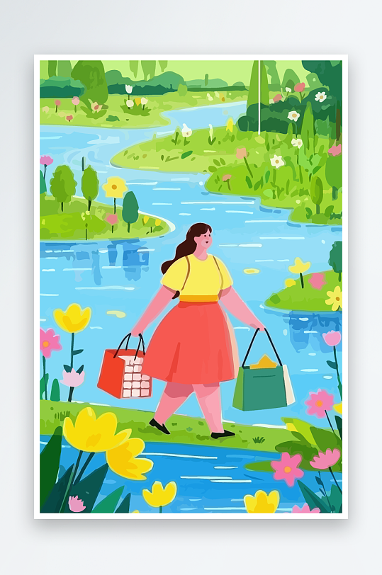 大码女孩图标矢量插画图形元素-众图网