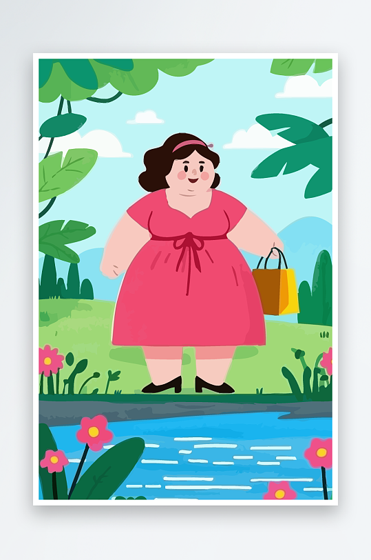 大码女孩图标矢量插画图形元素-众图网