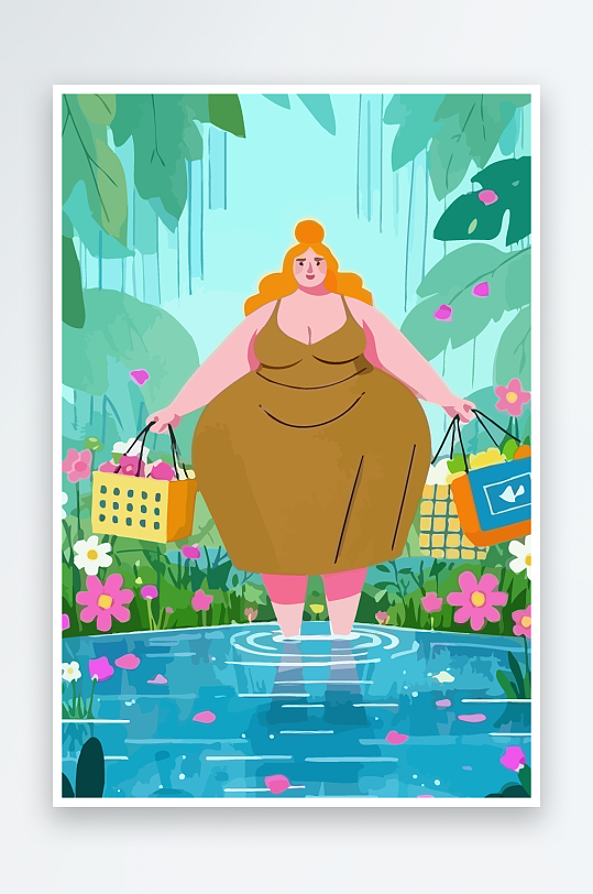 大码女孩图标矢量插画图形元素-众图网