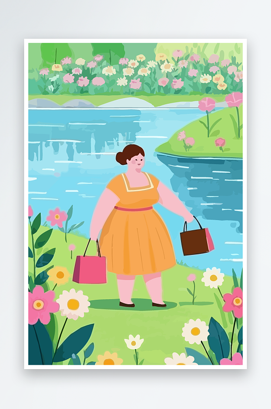 大码女孩图标矢量插画图形元素-众图网