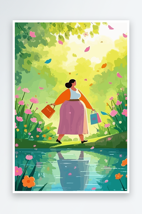 大码女孩图标矢量插画图形元素-众图网