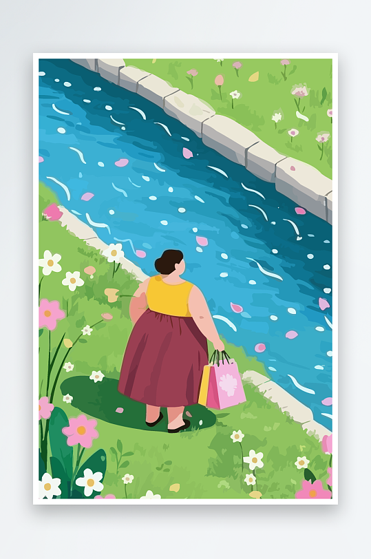 大码女孩图标矢量插画图形元素-众图网