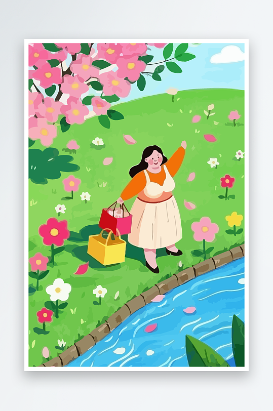 大码女孩图标矢量插画图形元素-众图网