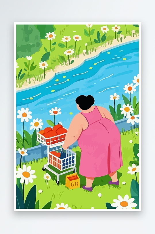 大码女孩图标矢量插画图形元素-众图网