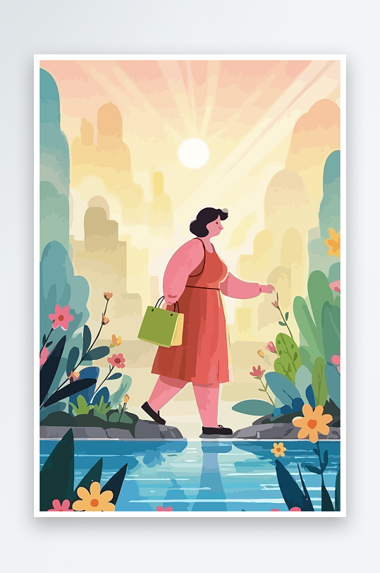 大码女孩图标矢量插画图形元素-众图网