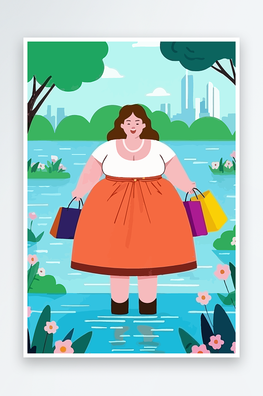 大码女孩图标矢量插画图形元素-众图网