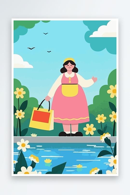 大码女孩图标矢量插画图形元素-众图网