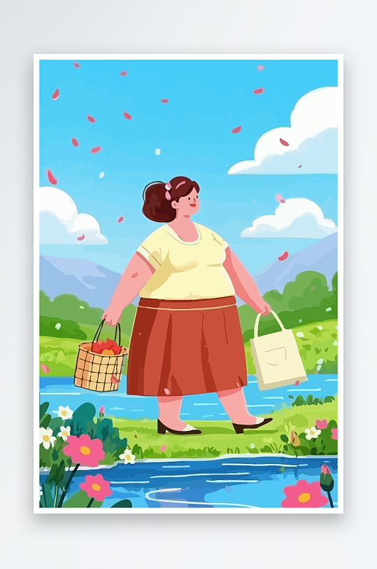 大码女孩图标矢量插画图形元素-众图网