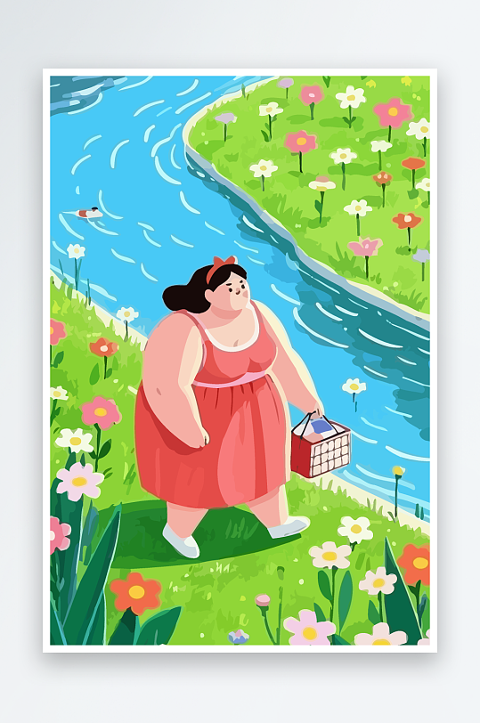 大码女孩矢量插画图形元素-众图网