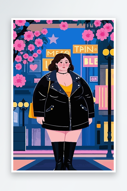 大码女孩矢量插画图形元素-众图网