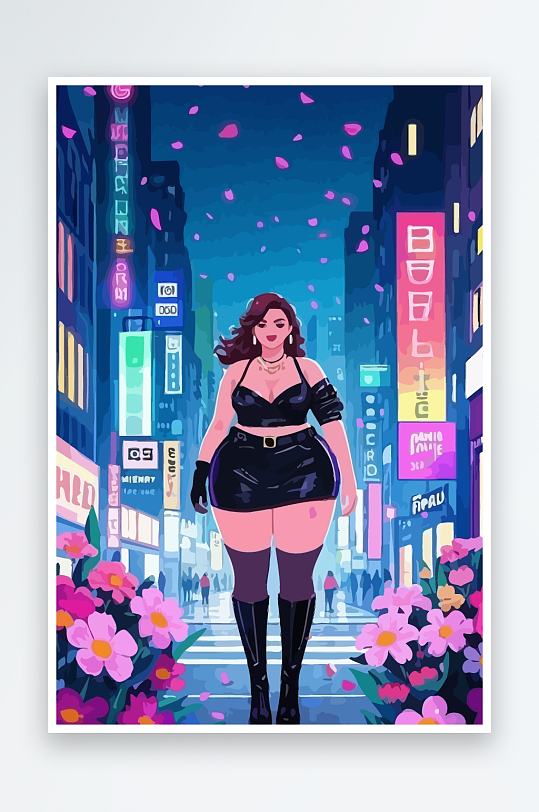 大码女孩矢量插画图形元素-众图网