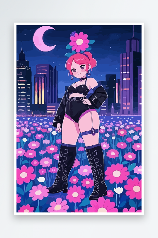 大码酷飒穿搭图标矢量插画图形元素-众图网