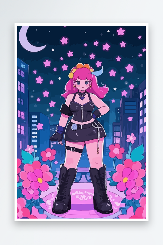 大码酷飒穿搭图标矢量插画图形元素-众图网