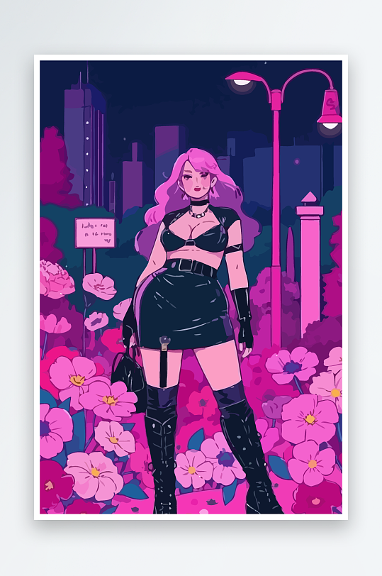 大码酷飒穿搭图标矢量插画图形元素-众图网