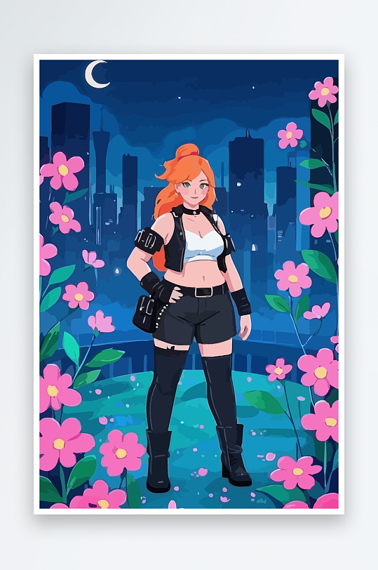 大码酷飒穿搭矢量插画图形元素-众图网