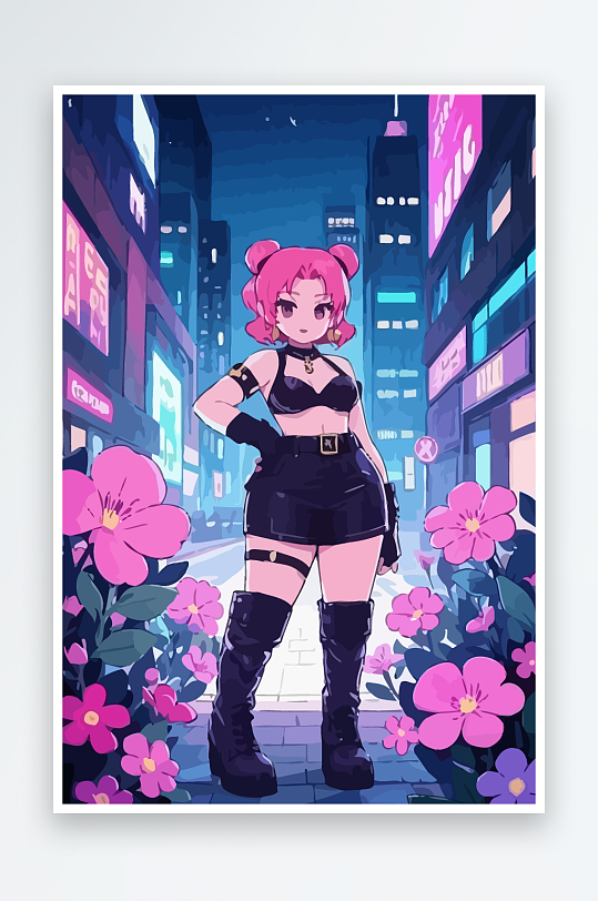 大码酷飒穿搭矢量插画图形元素-众图网