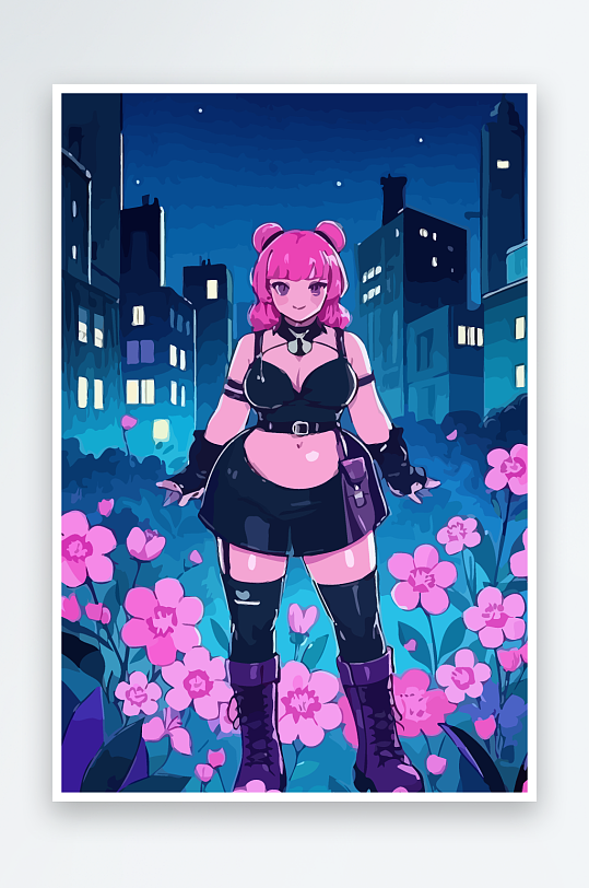 大码酷飒穿搭图标矢量插画图形元素-众图网