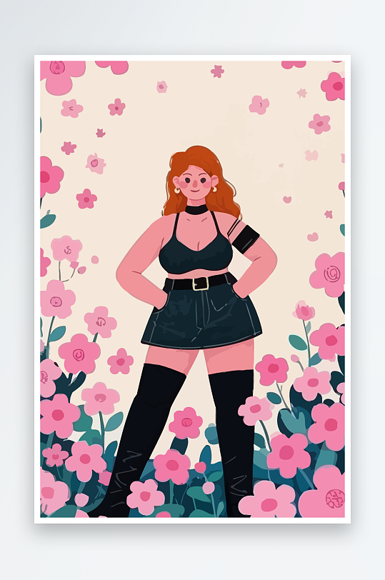 大码酷飒穿搭图标矢量插画图形元素-众图网