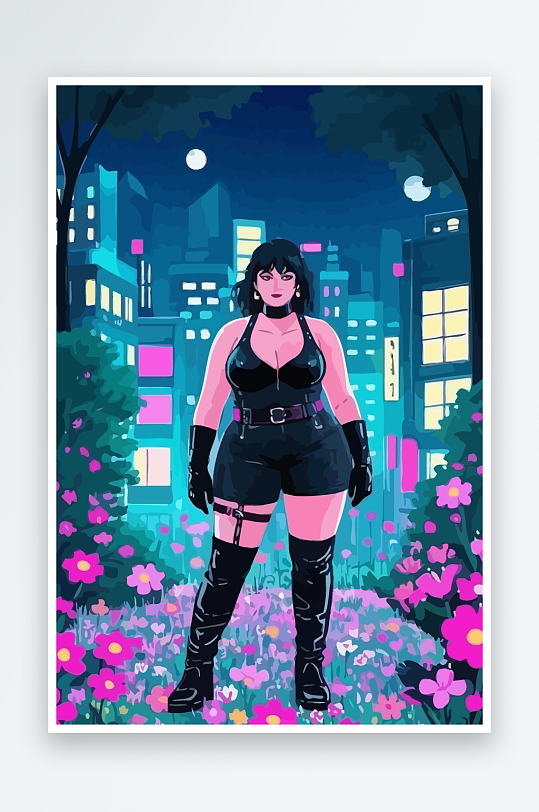 大码酷飒穿搭图标矢量插画图形元素-众图网