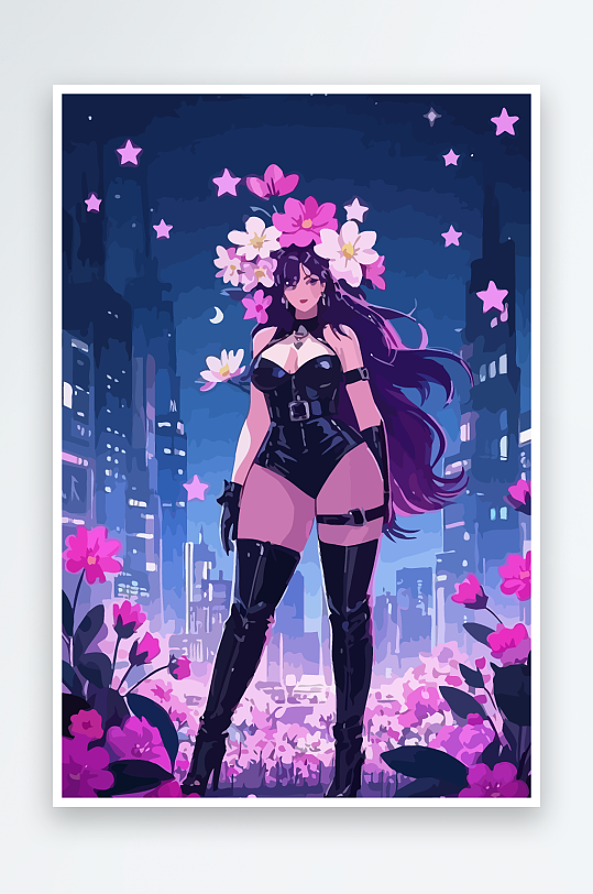 大码酷飒穿搭矢量插画图形元素-众图网