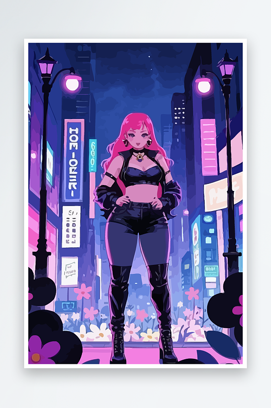 大码酷飒穿搭图标矢量插画图形元素-众图网