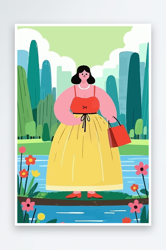 大码女孩矢量插画图形元素-众图网