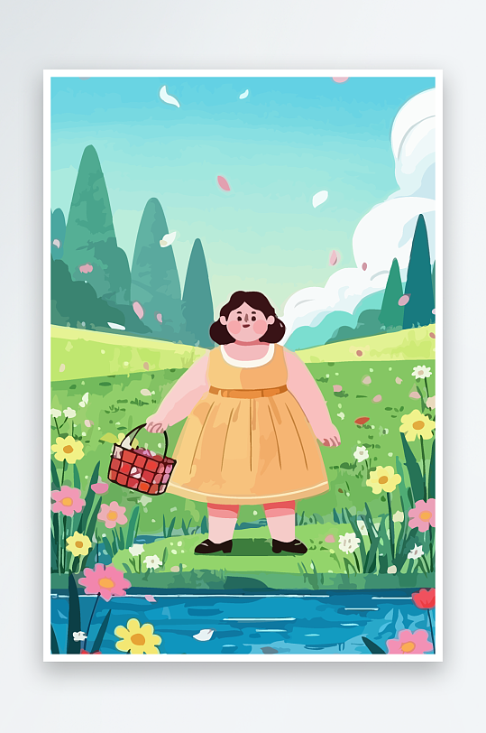 大码女孩矢量插画图形元素-众图网