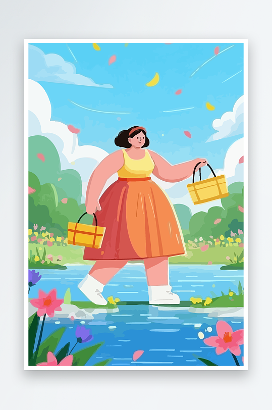 大码女孩图标矢量插画图形元素-众图网