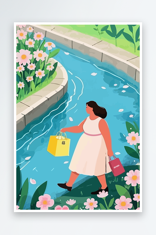 大码女孩图标矢量插画图形元素-众图网