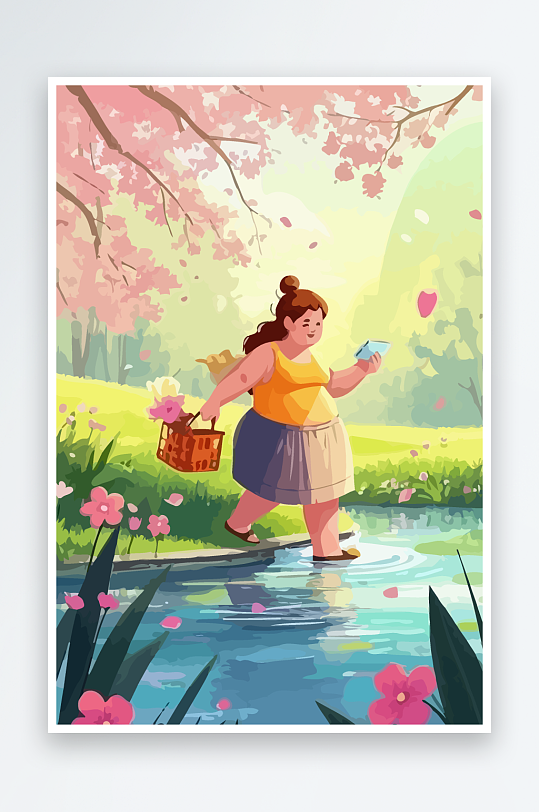 大码女孩图标矢量插画图形元素-众图网