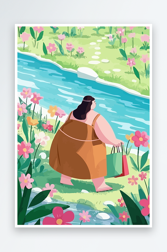 大码女孩图标矢量插画图形元素-众图网