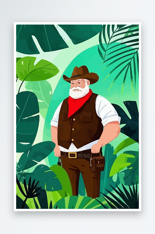 白胡子老人图标矢量插画图形元素-众图网