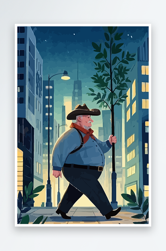 白胡子老人图标矢量插画图形元素-众图网